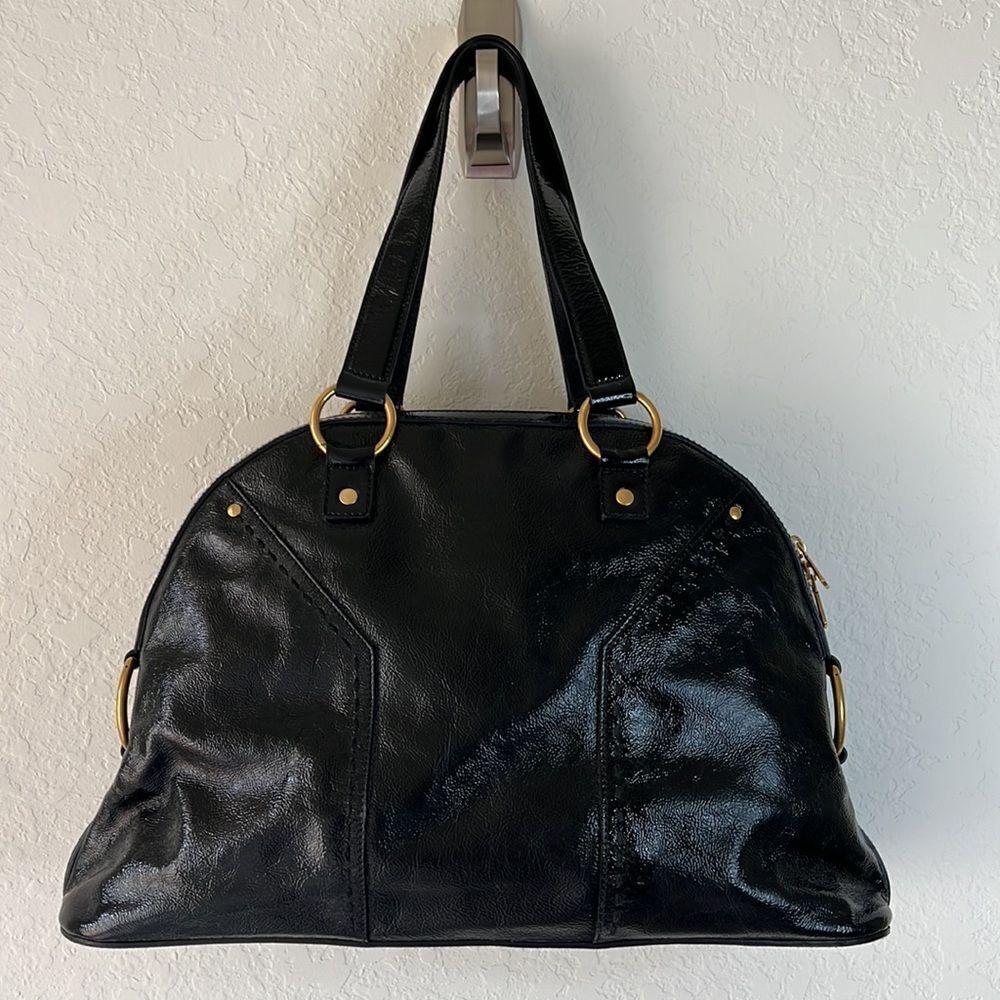 YSL Black Patent Leather Muse Bag - Picture 6 of 8